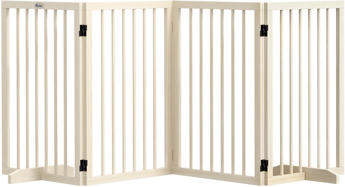 PawHut Huisdierhekje - Massief Hout - 206x35,5x76cm - Natuurlijk Hout