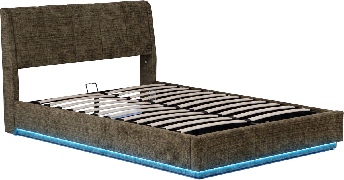 Tweepersoonsbed Tröstiar met LED licht 140x200 cm groen [en.casa]