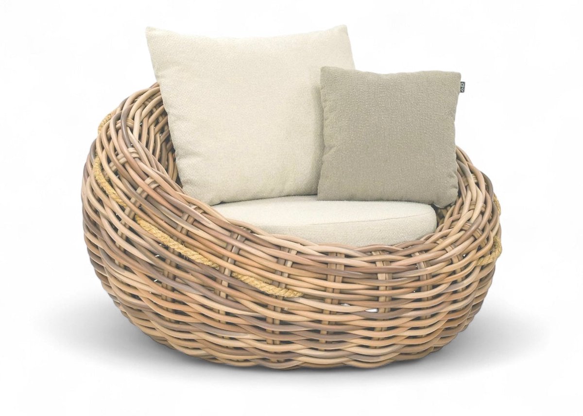 Apple Bee Cocoon Loungeset 2-delig - Bank & Loungestoel - Cream Bouclé
