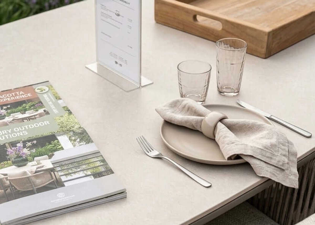 Apple Bee Zanzibar Table de jardin - Taupe - 220x110 cm - Sintered Stone