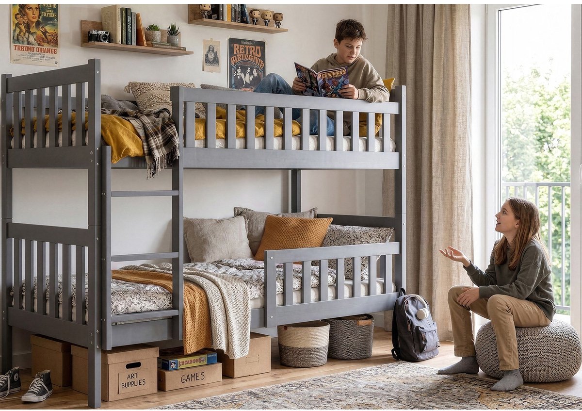BMS KUBUŚ 90x190 youth bunk bed, graphite
