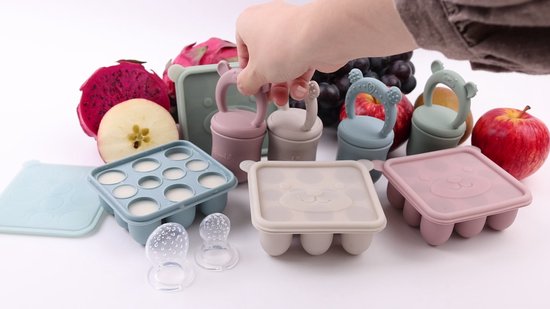 Broemba Fruitspeen Baby - Set met 3 Spenen - Sabbelzakje met Bijtring - 6-18 maanden - Blauw