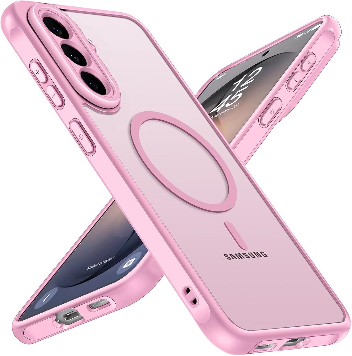 Zandarix Hoesje Geschikt voor Samsung Galaxy S26 FE - Militaire - Valbescherming - Schokbestendig - Krasbestendig - Geschikt voor Mag - Back Cover Hoesje - Roze