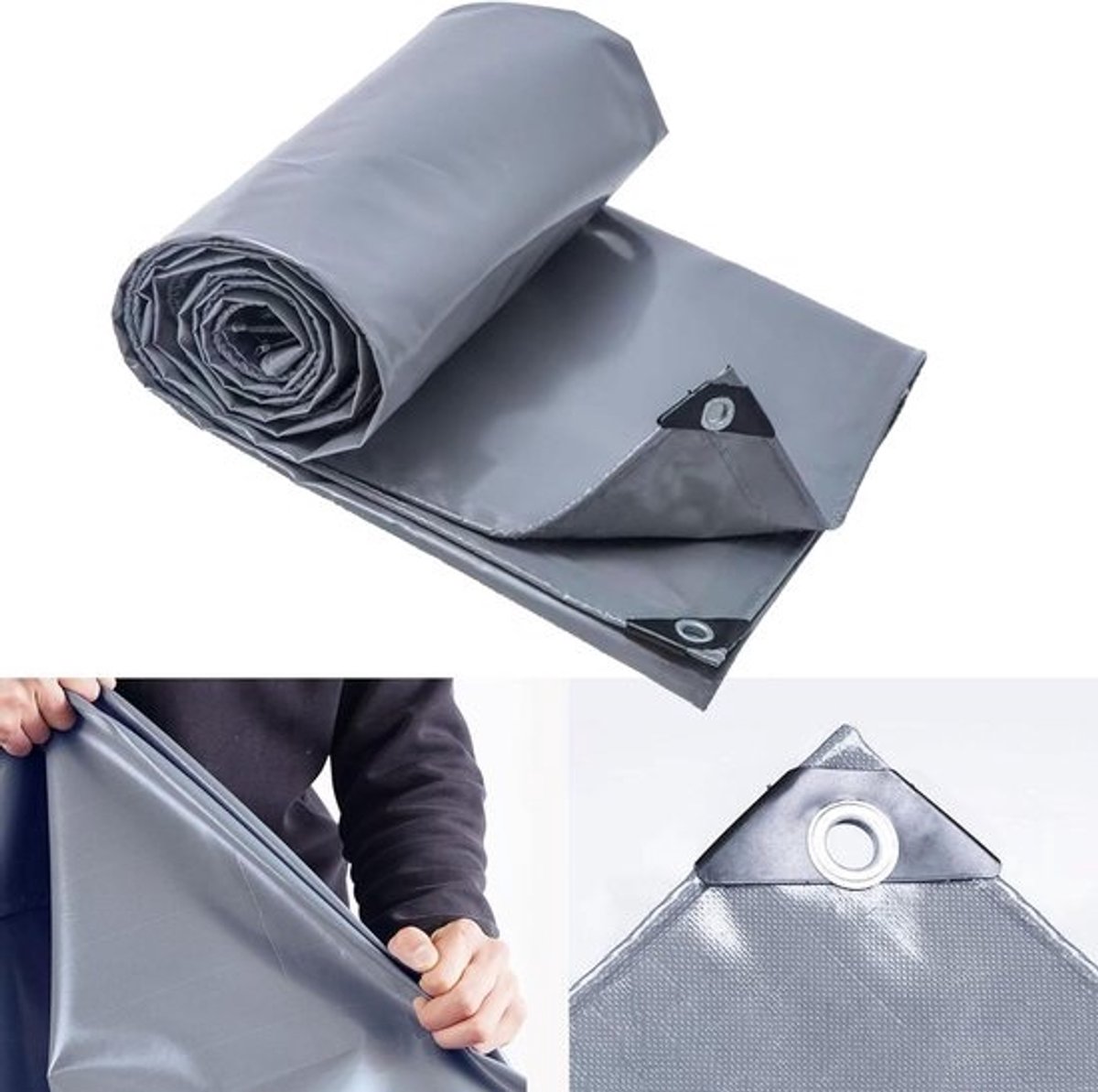 Dekzeil Zwaar Waterdicht - Grondzeil Campinghoes - Bescherming Buiten - Scheurvast PVC - 1.5x22.5 m - Grijs