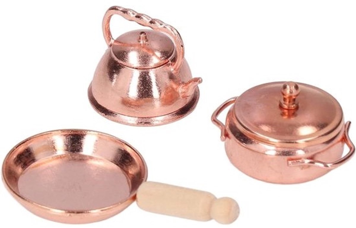 Miniatuur Keukenpotset - Poppenhuis Keukengerei - Poppenhuis Decoratie - 1:12 Schaal - 5.99 x 5.99 x 3 cm - Metaal