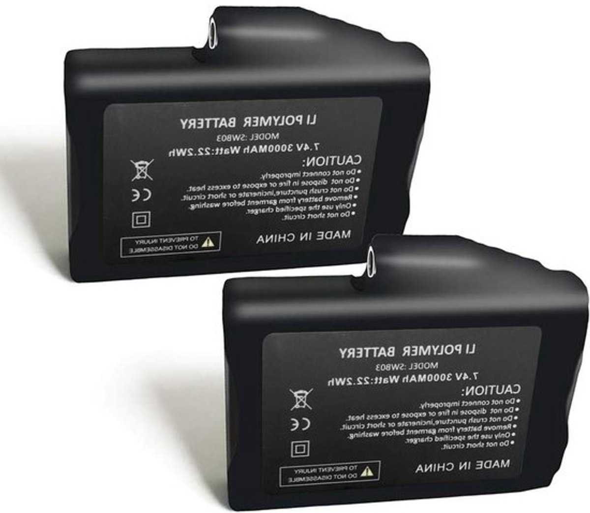 Oplaadbare Batterijen - Power Packs - Verwarmde Kleding - Hoge Capaciteit - 7.4V 3000MAH - Zwart