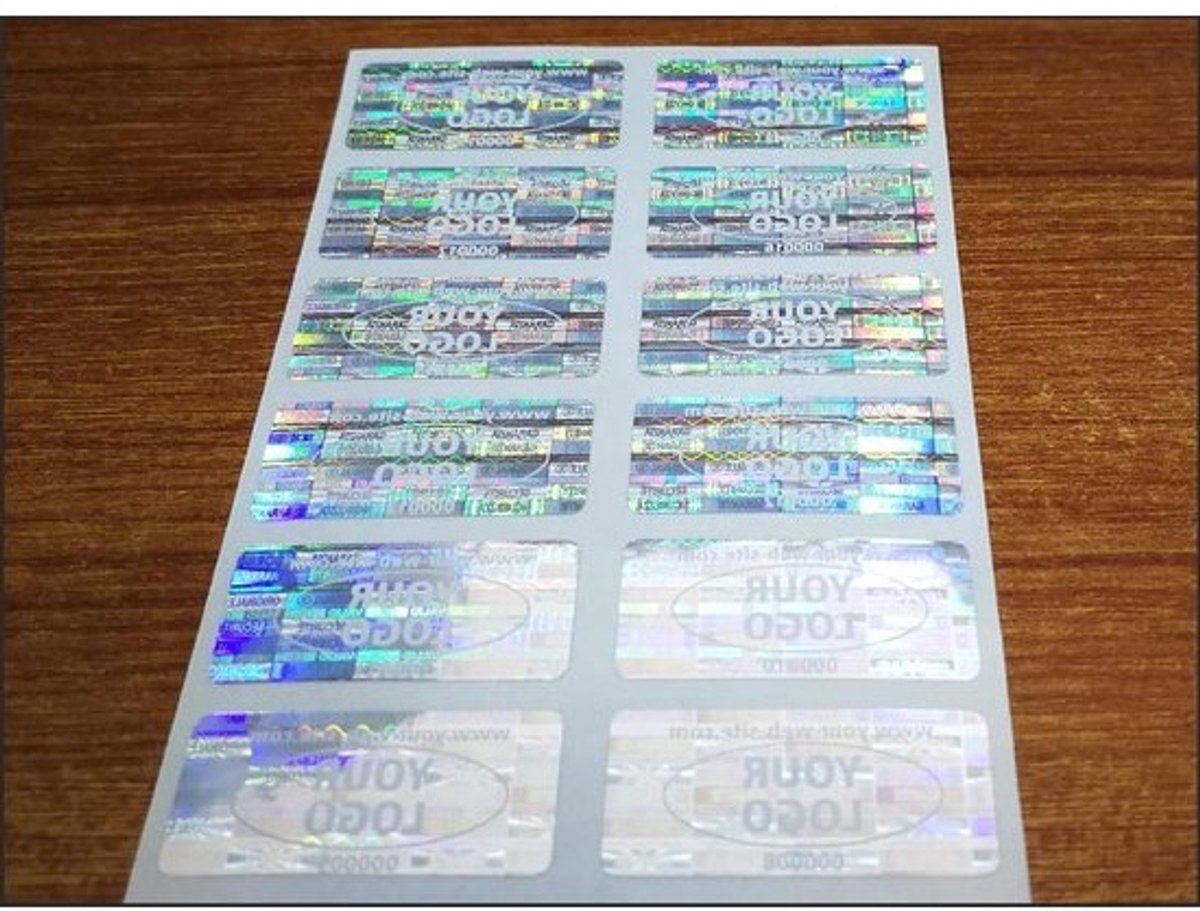 Hologram Labels - Veiligheidsstickers Geverifieerde Labels - Product Beveiligen - Unieke Serienummers - 32x15mm - Sparkling White
