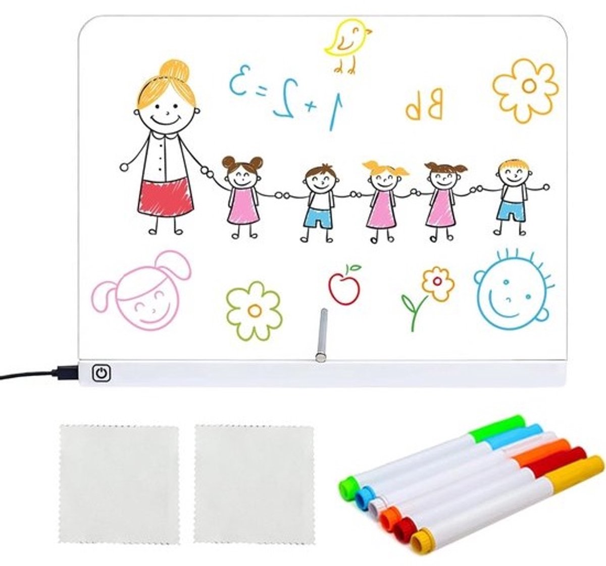 LED Tekentafel Kinderen - Tekentablet Uitwisbaar - Creatief Tekenen - Oogvriendelijk Licht - 357 x 25 cm - Wit