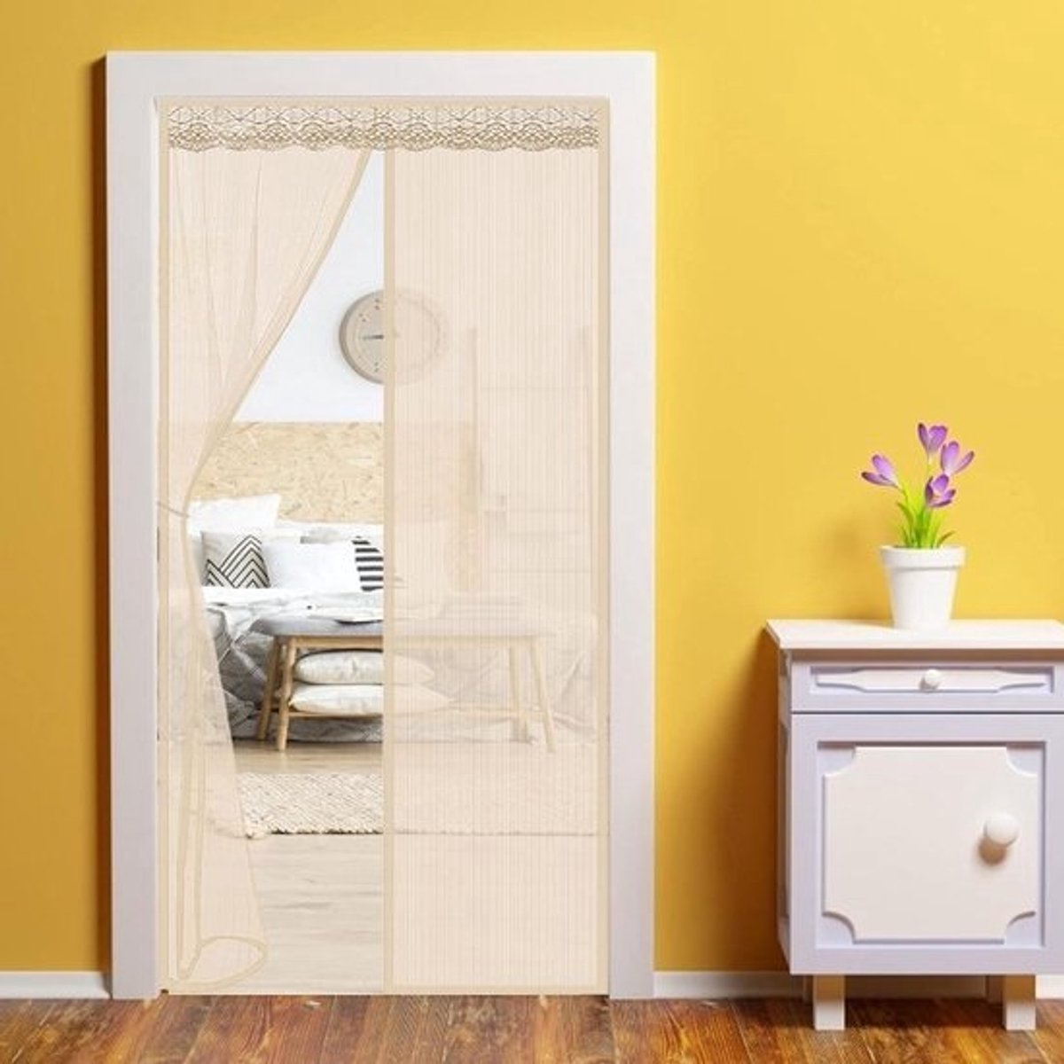Magnetische Vliegendeur - Vliegengordijn Hor - Insecten Buiten Houden - Automatisch Sluitend - 100 x 240 cm - Beige