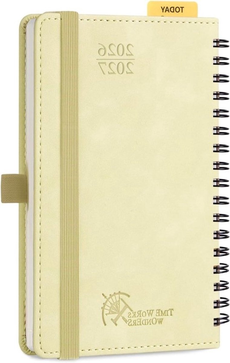 Agenda Pocket - Weekplanner Notitieboek - Tijd Plannen - Zachte Spiral Binding - A6 16 x 105 cm - Beige