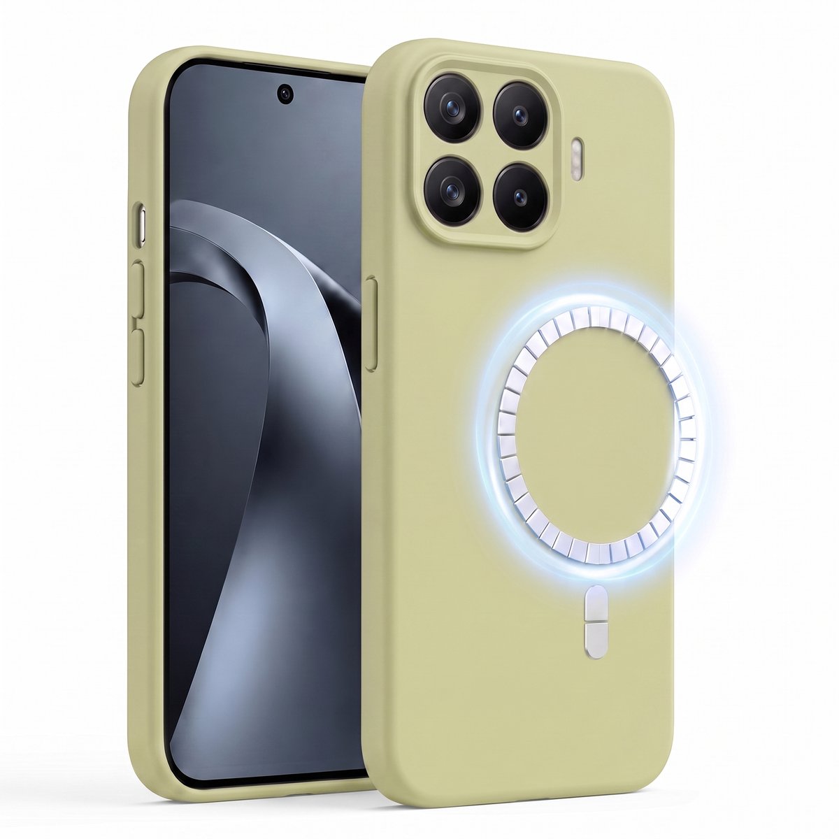 Hoesje geschikt voor Xiaomi 17 - Hoesje geschikt voor Magsafe - Draadloos opladen - Gehard Glas - Salie Groen