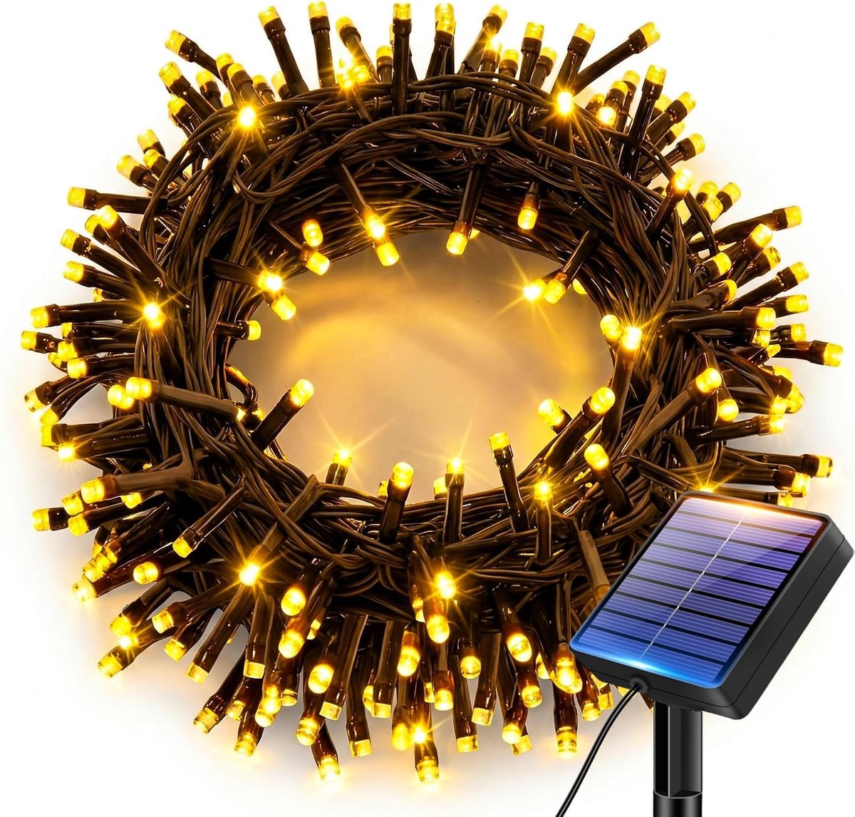 Lichtsnoer 6m - 60 LED - Op Zonne-energie - IP65 Waterdicht - Warmwit - Voor Buiten