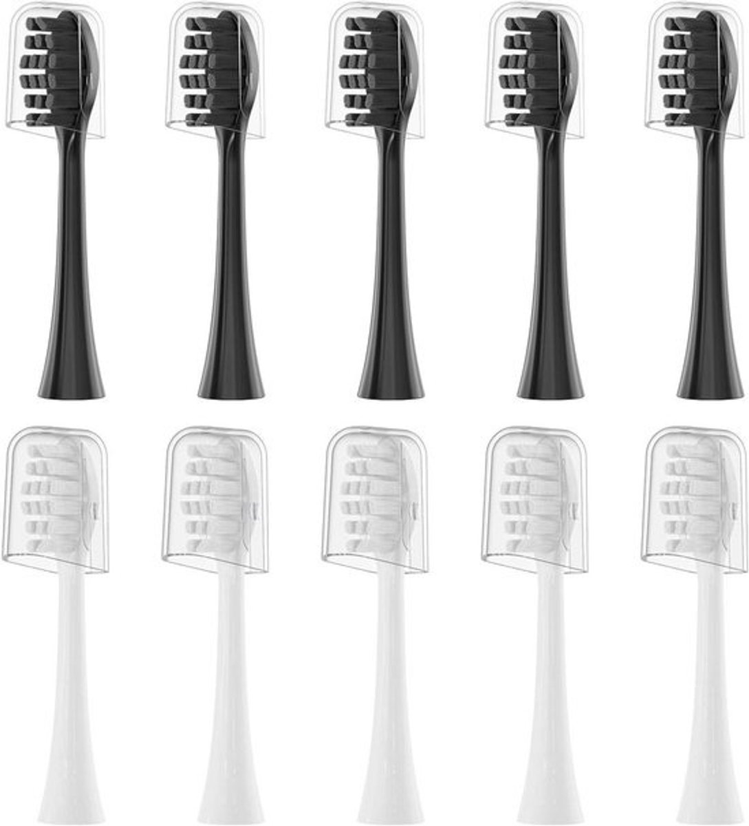 Vervangende Tandenborstelkoppen - Opzetborstels Elektrisch - Mondhygiëne Verbeteren - Zachte Borstelharen - 10 stuks - Zwart Wit