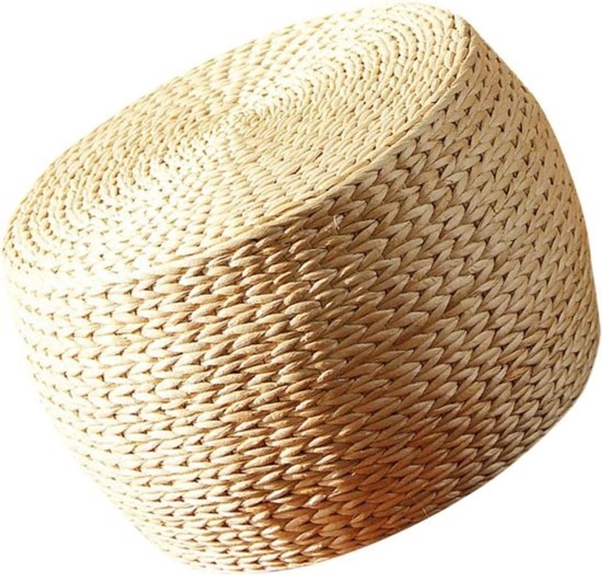 Rotan Voetenbank - Poef Kruk - Schoenen Wisselen - Jute Kussen - 31x31x22 cm - Khaki