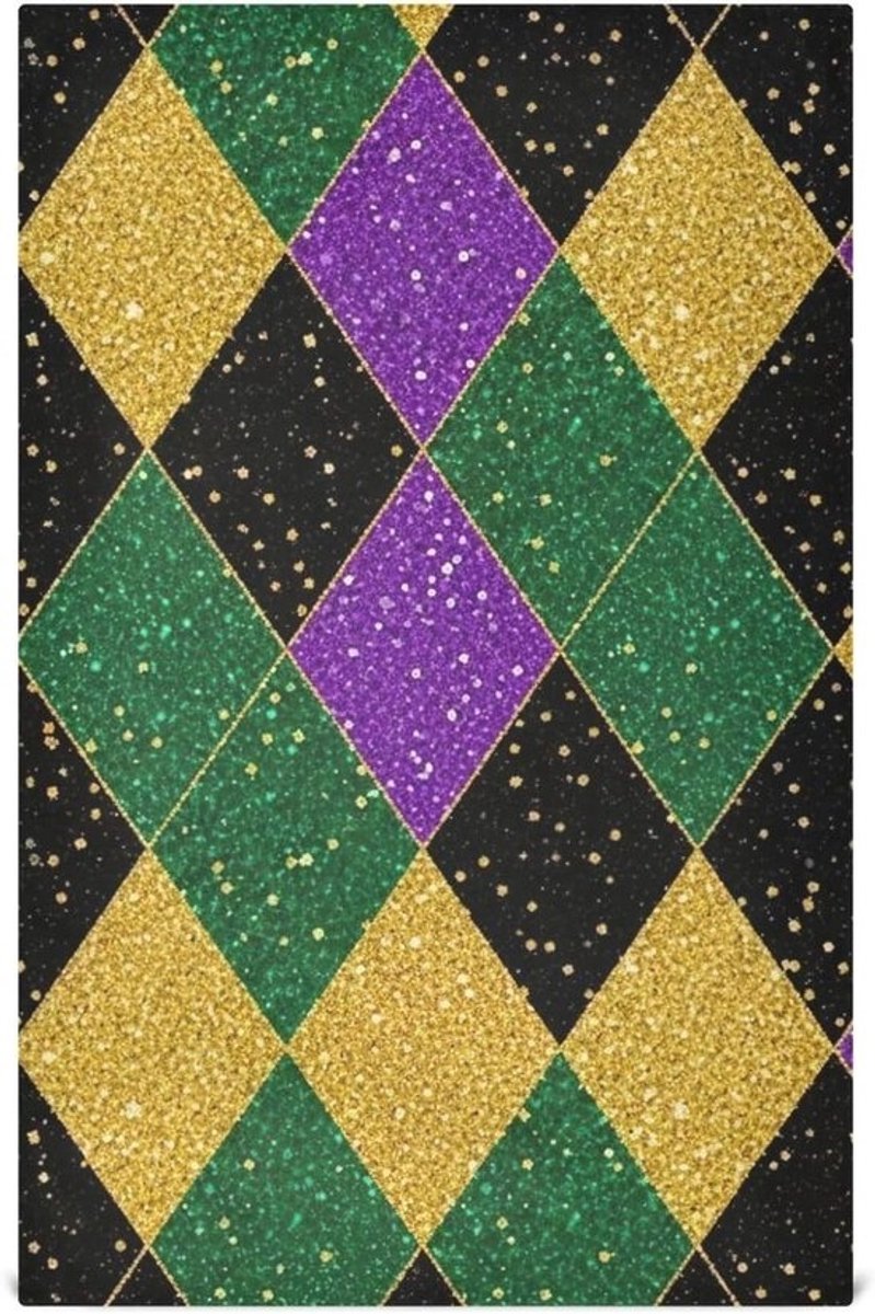 Keukendoeken set - Vaatdoeken handdoeken - Keuken schoonmaken - Zachte absorberende stof - Set van 4 - Geometrisch groen paars zwart