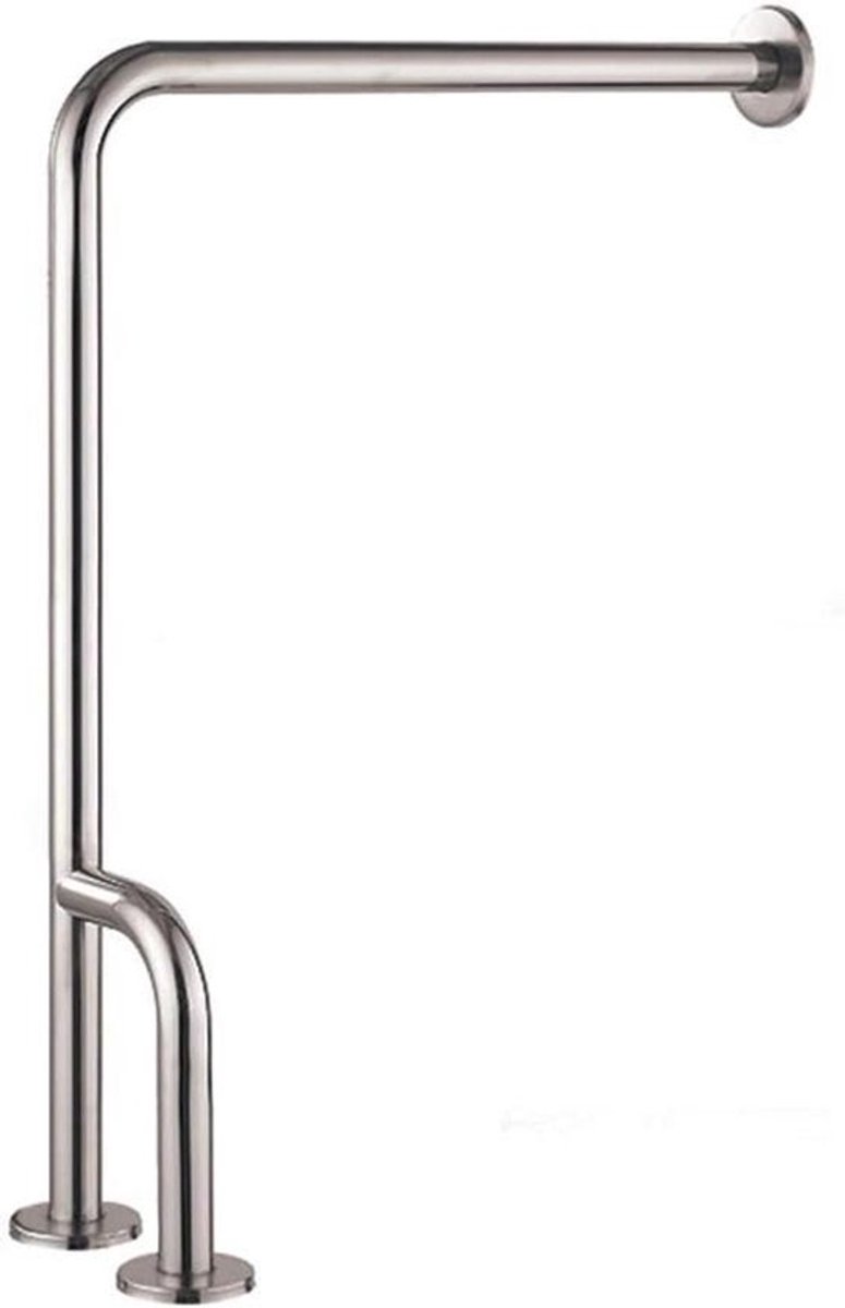 Vloerstaande Grijpstang - Badkamer Handgreep - Veiligheid Thuis - Roestvrij Staal - 55 x 70 cm - Zilver