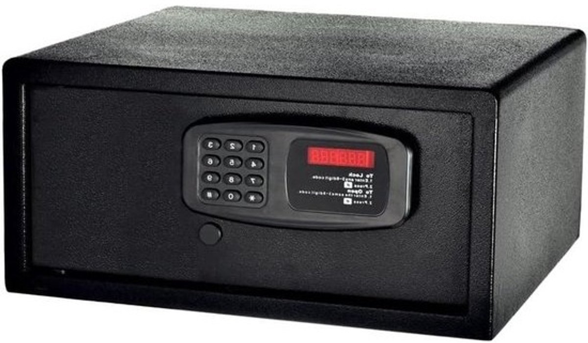 Hotelkluis - Kluis Elektronisch - Waardevolle spullen opbergen - Met Noodsleutel - 24 Liter - Zwart