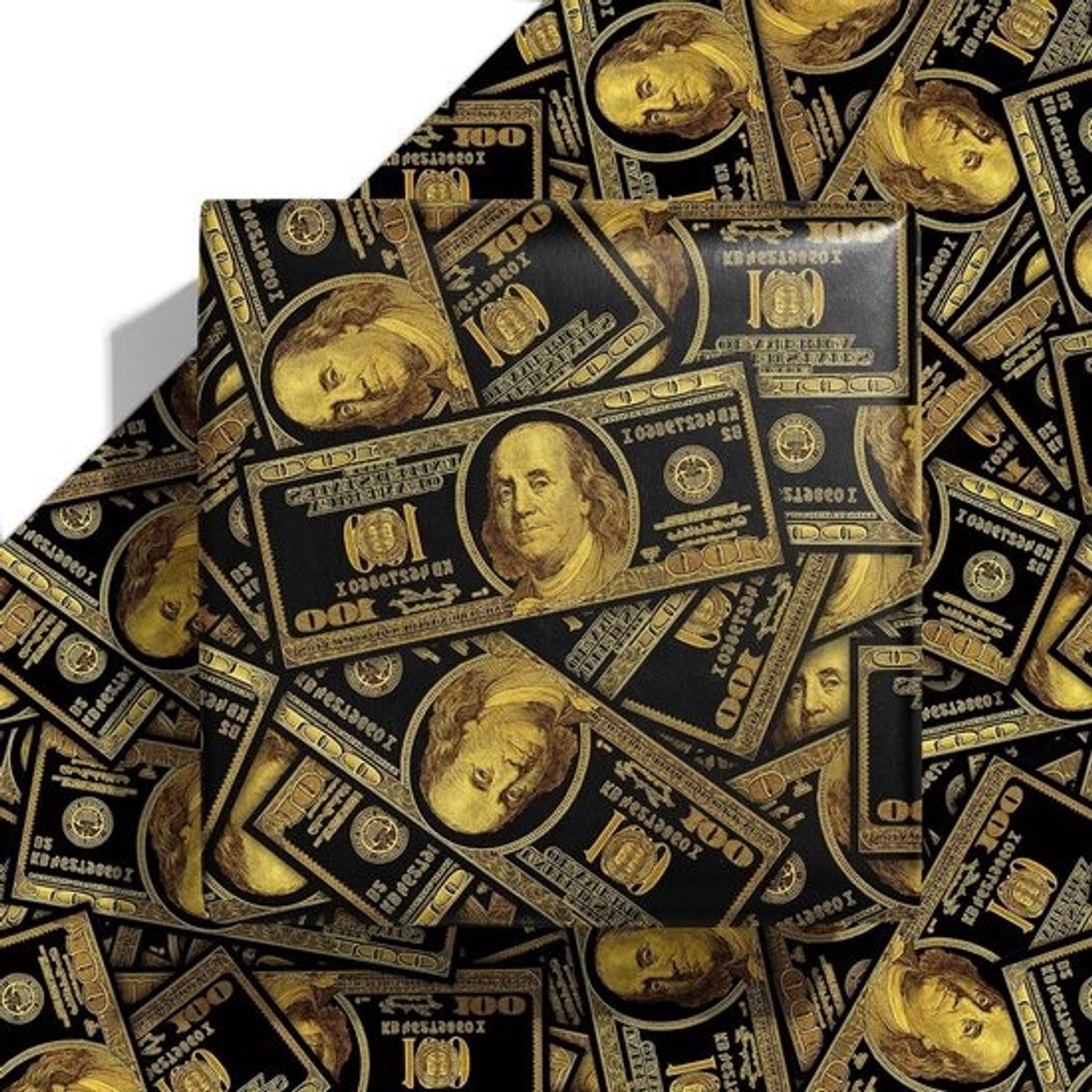 Inpakpapier Geld Ontwerp - Cadeaupapier Vellen - Cadeaus Verpakken - Grappig Dollar Biljet Patroon - 6 Vellen 19.6x27.8 cm - Zwart