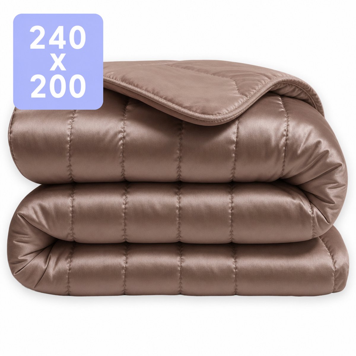 Zydante Easy Dekbed zonder Overtrek - Hoesloos Dekbed - Glans satijn - 250 gsm - Lits-jumeaux - Bronze