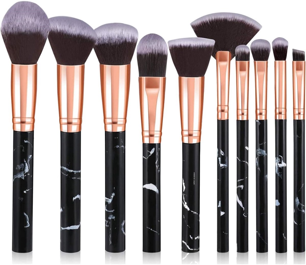 Make-up Penseelset - Cosmetica Borstels - Professionele Set - Veelzijdige Toepassing - Zacht Synthetisch Haar - Kunststof Met Marmerpatroon - Ergonomisch Design - Precies Resultaat - 10 Stuks