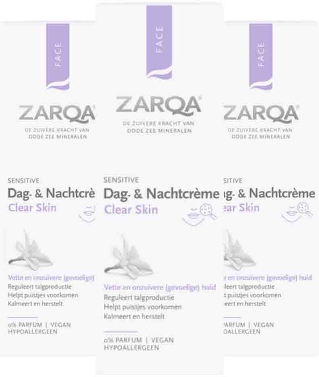 Bol.com Zarqa - Clear Skin Dag- en Nachtcrème - 3 x 75 ml - Voordeelverpakking aanbieding