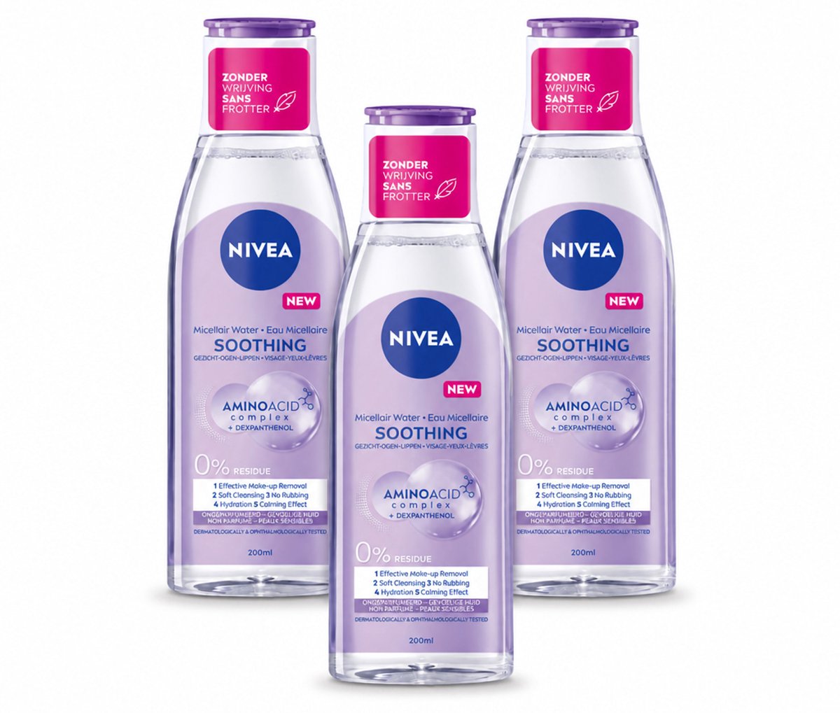 3 x NIVEA - Micellair Water - Gevoelige Huid - Anti-Restant - Verwijdert Waterbestendige Make-up - 200 ml - Bulkverpakking - 3 stuks