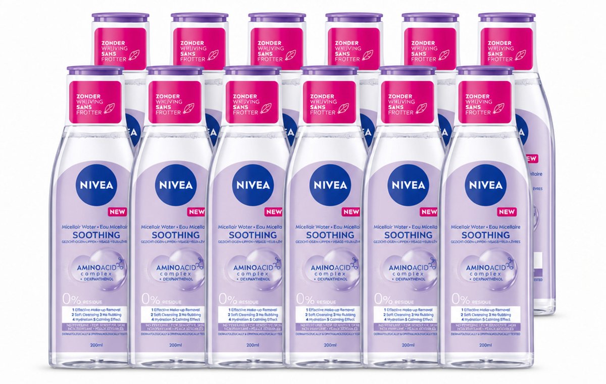 12 x NIVEA - Micellair Water - Gevoelige Huid - Anti-Restant - Verwijdert Waterbestendige Make-up - 200 ml - Voordeelverpakking - 12 stuks