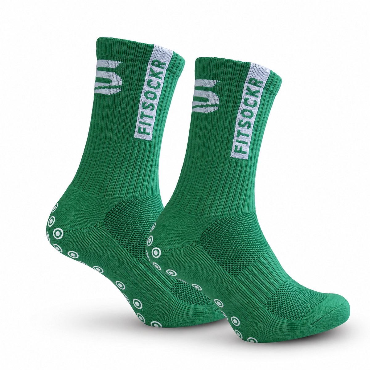 FitSockr Gripsokken Voetbal 2 Paar - Sportsokken - Grip socks - Voetbalsokken - Padel sokken - Antislip Sokken Heren/Dames/Kind - One - Groen - Maat 38-43