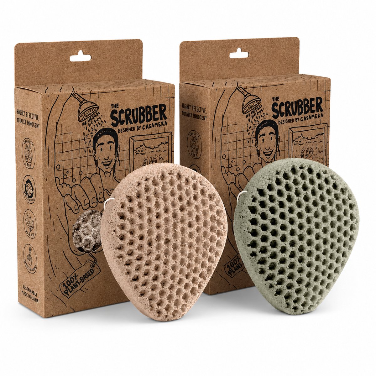Tu-Untangle Konjac Scrub Spons Set van 2 – Walnut & Matcha