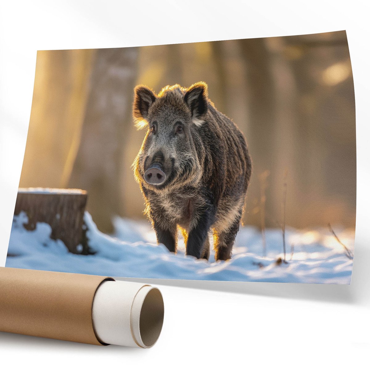 Coloray Polycanvas Wandposter - Schemering In De Bergen, Fotografie - 594 x 840 mm - Roze Illustratie - Rechthoek - Canvasposter - Woonkamer - Klassiek