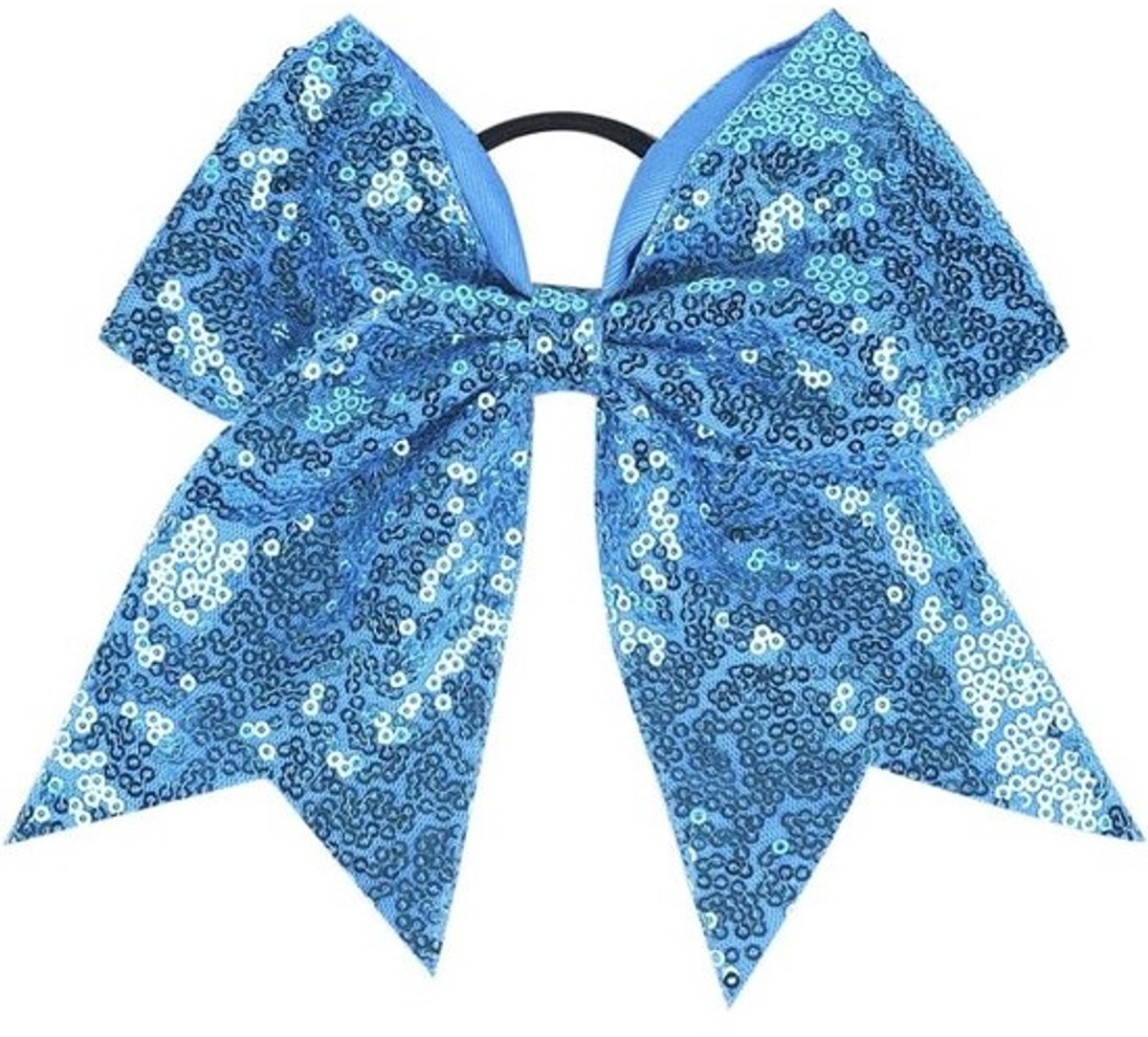Pailletten Haarstrik - Haarelastiek Strik - Haar Styling - Grote Cheer Bow - 19 x 18 cm - Blauw