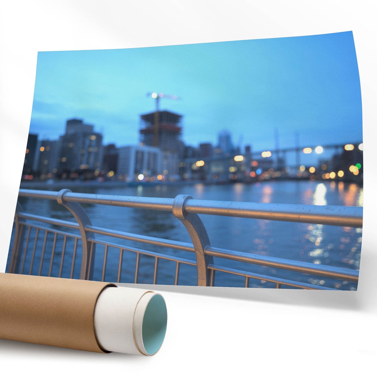 Coloray Canvas Poster Polycanvas - Stad 'S Nachts, Schilderen - 594 x 840 mm - Blauw Poster - Rechthoek - Decoratieve poster - Kantoor - Expressief