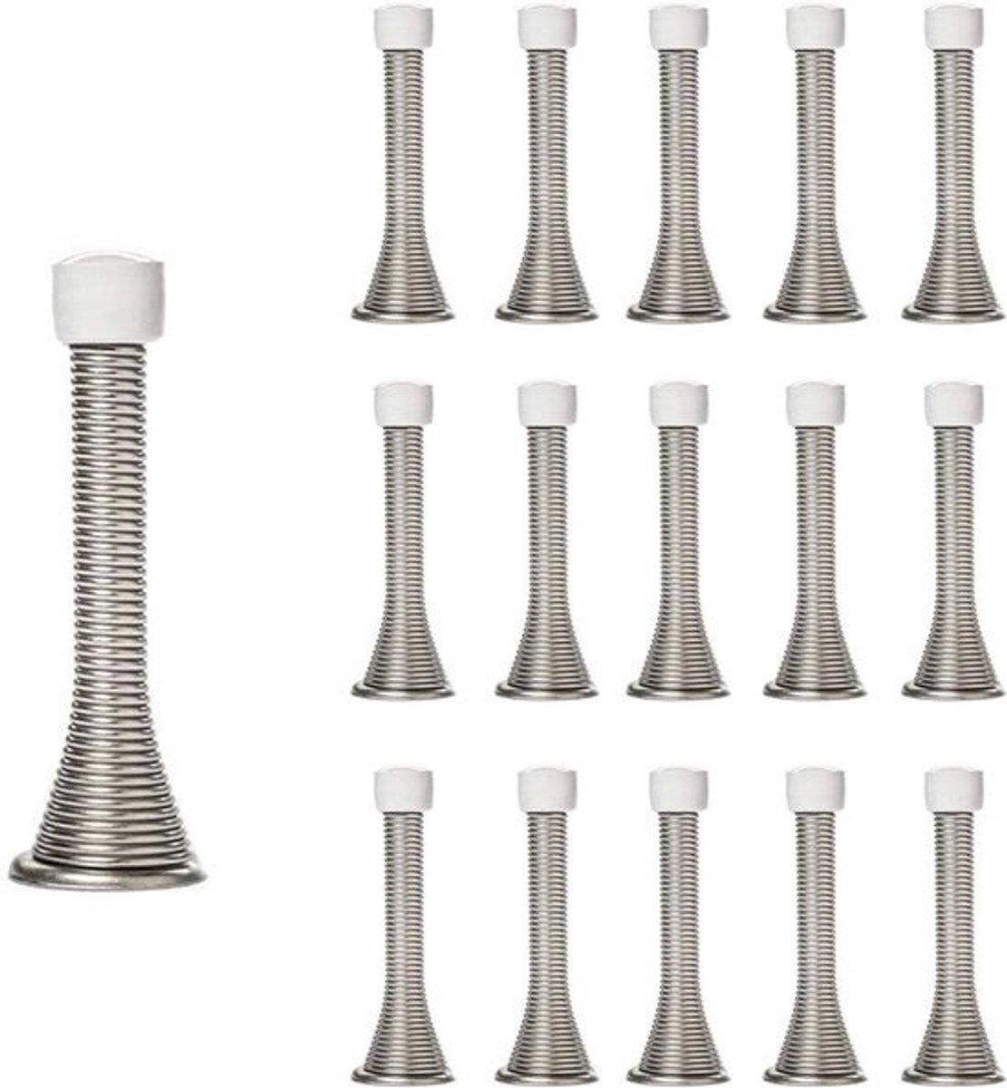 Veerdeurstoppers - Deurveren - Muren beschermen - Zware deuren stoppen - 83 cm - Satijn Nikkel