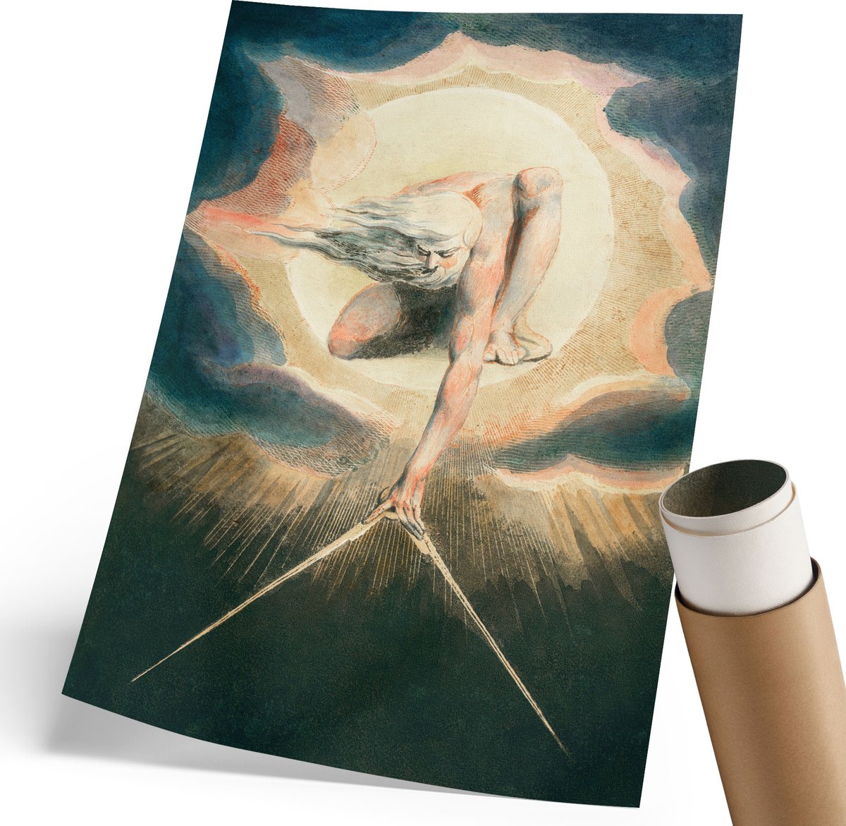 Coloray Polycanvas Poster - Oude Man Van De Dagen, Schilderen - 210 x 297 mm - Romig Motief - Rechthoek - Decoratieve poster - Woonkamer, Slaapkamer, Kantoor - Expressief