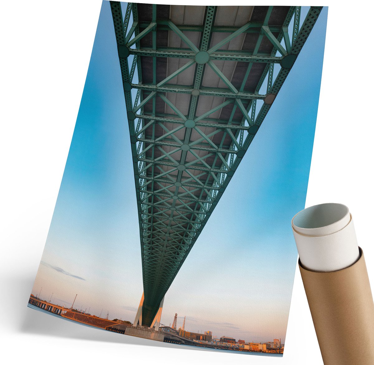 Coloray Canvas Poster Polycanvas - Onder De Brug, Fotografie - 210 x 297 mm - Blauw Patroon - Rechthoek - Decoratieve poster - Woonkamer, Slaapkamer, Kantoor - Industrieel