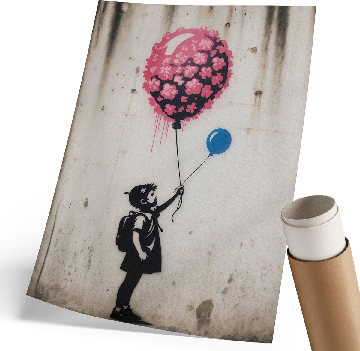 Coloray Polycanvas Poster - Graffiti Kind, Illustratie - 210 x 297 mm - Zwart Design - Rechthoek - Decoratieve poster - Woonkamer, Slaapkamer, Kantoor - Expressief