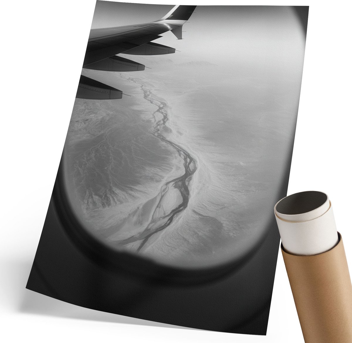 Coloray Polycanvas Poster - Luchtfoto, Fotografie - 210 x 297 mm - Zwart-wit Wandposter - Rechthoek - Wandkunst - Woonkamer, Slaapkamer, Kantoor - Modern
