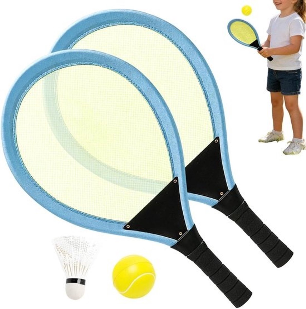Badminton Set Kinderen - Sport Racketspeelgoed - Actief Spel - Dubbele Sportfunctionaliteit - 54 x 26.5 cm - Multicolor