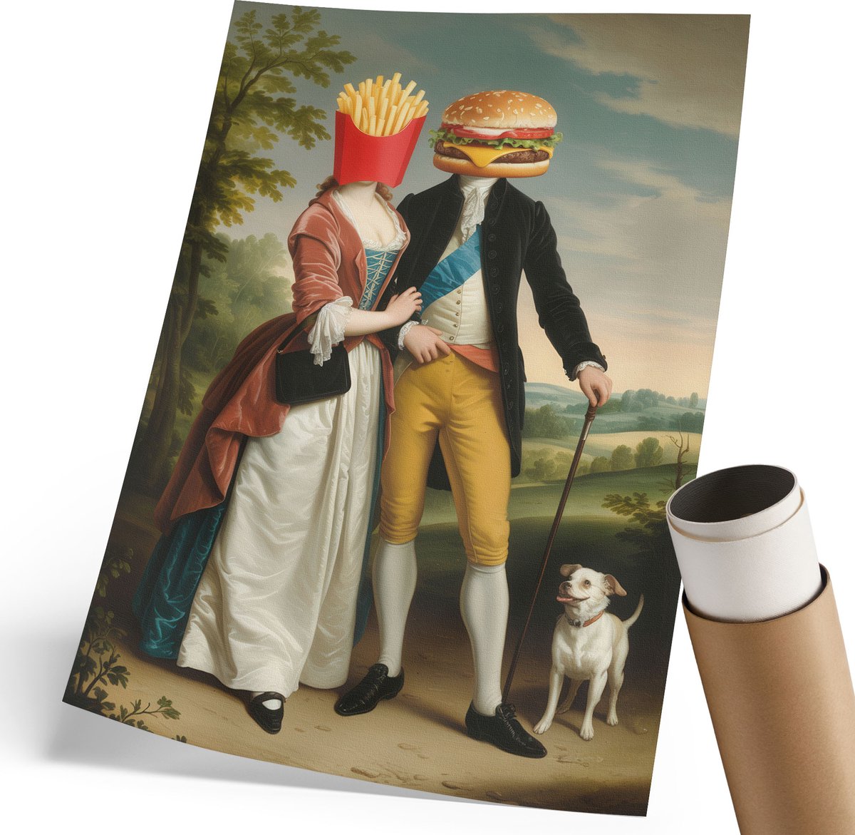 Coloray Polycanvas Wandposter - De Kunst Van Het Eten, Illustratie - 210 x 297 mm - Oranje Motief - Rechthoek - Interieurdecoratie - Woonkamer, Slaapkamer, Kantoor - Humoristisch