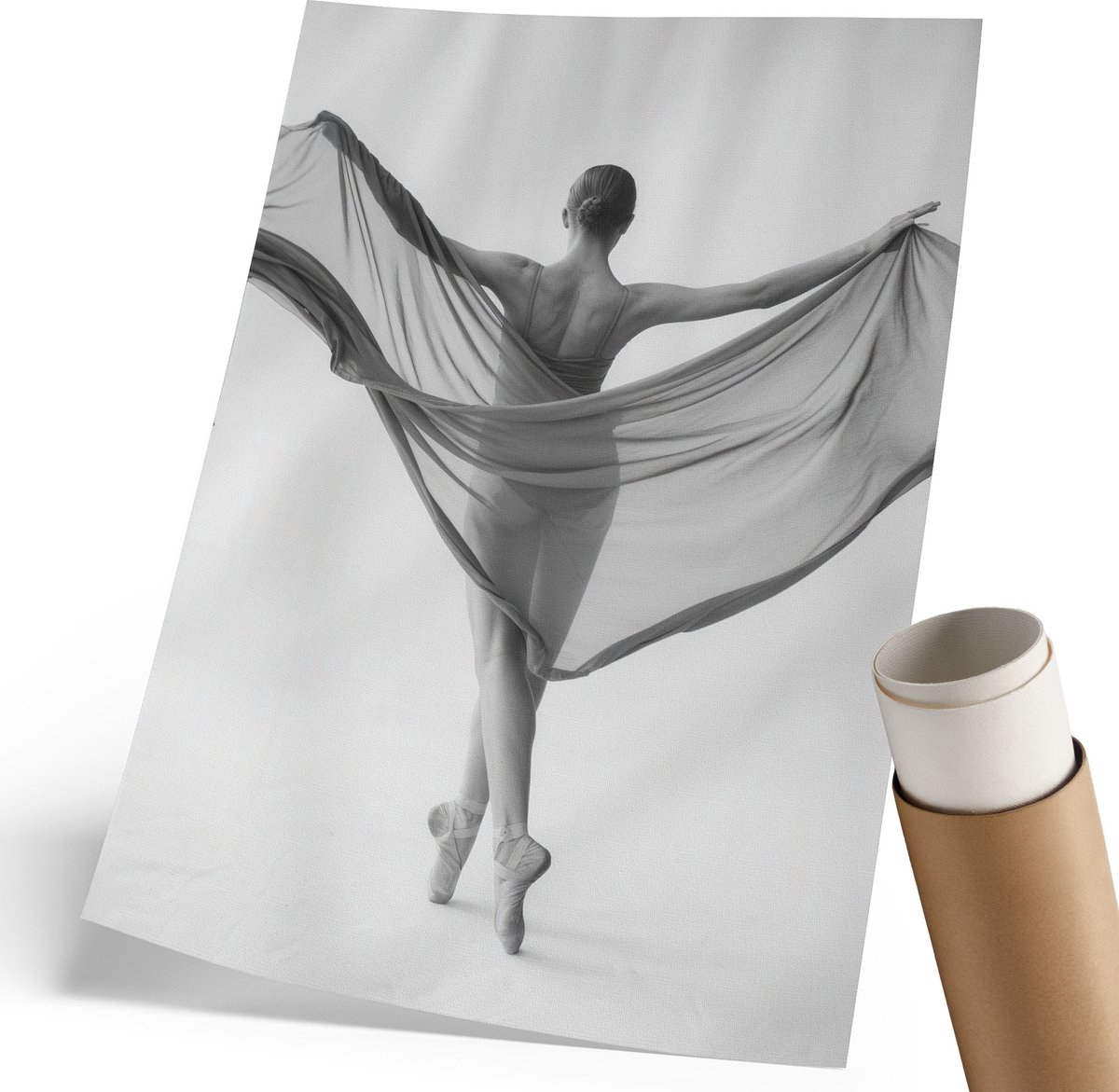 Coloray Polycanvas Poster - Ballet Schoonheid, Fotografie - 210 x 297 mm - Zwart-wit Wanddecoratie - Rechthoek - Muurdecoratie - Woonkamer, Slaapkamer, Kantoor - Klassiek