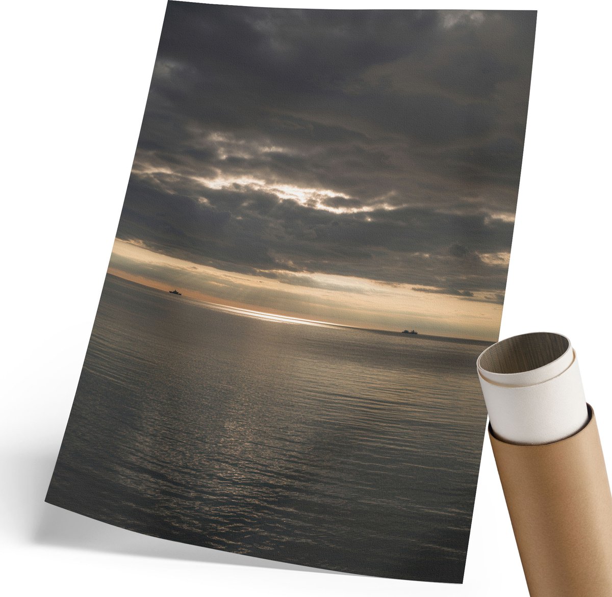 Coloray Canvas Poster Polycanvas - Zeegezicht, Fotografie - 210 x 297 mm - Grijs Patroon - Rechthoek - Decoratieve poster - Woonkamer, Slaapkamer, Kantoor - Klassiek