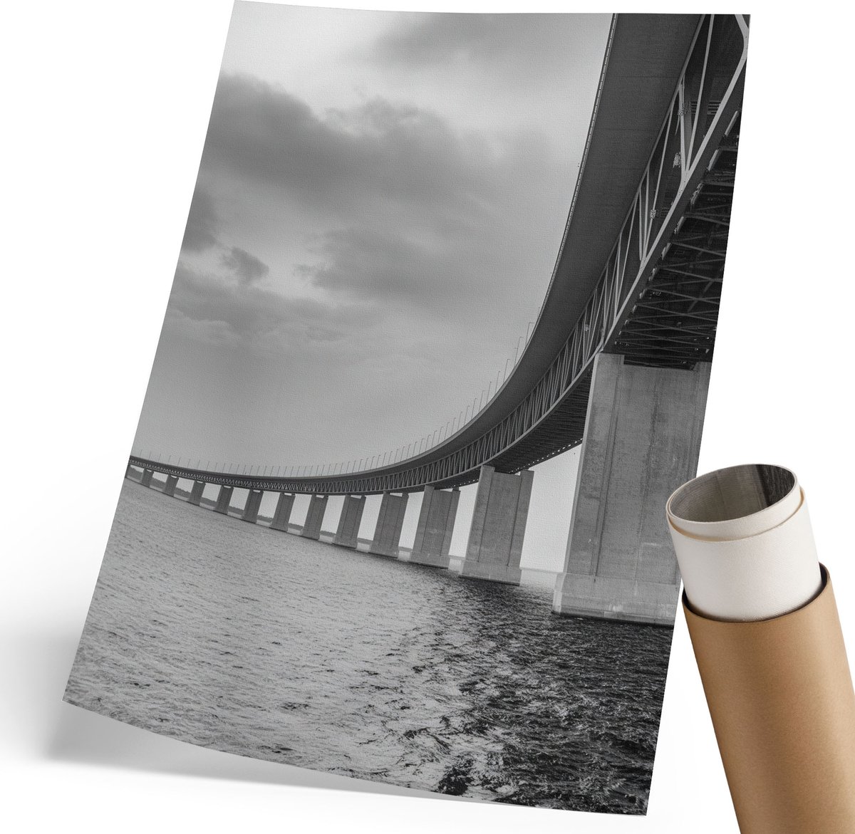 Coloray Polycanvas Wandposter - Minimalistische Brug, Fotografie - 210 x 297 mm - Grijs Wandposter - Rechthoek - Wandkunstwerk - Woonkamer, Slaapkamer, Kantoor - Modern