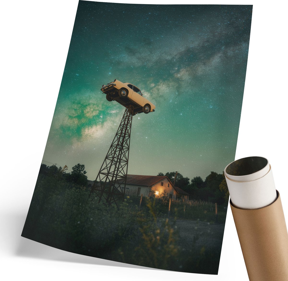 Coloray Canvas Poster Polycanvas - Nachtmagie, Fotografie - 210 x 297 mm - Blauw Poster - Rechthoek - Kunstposter - Woonkamer, Slaapkamer, Kantoor - Modern