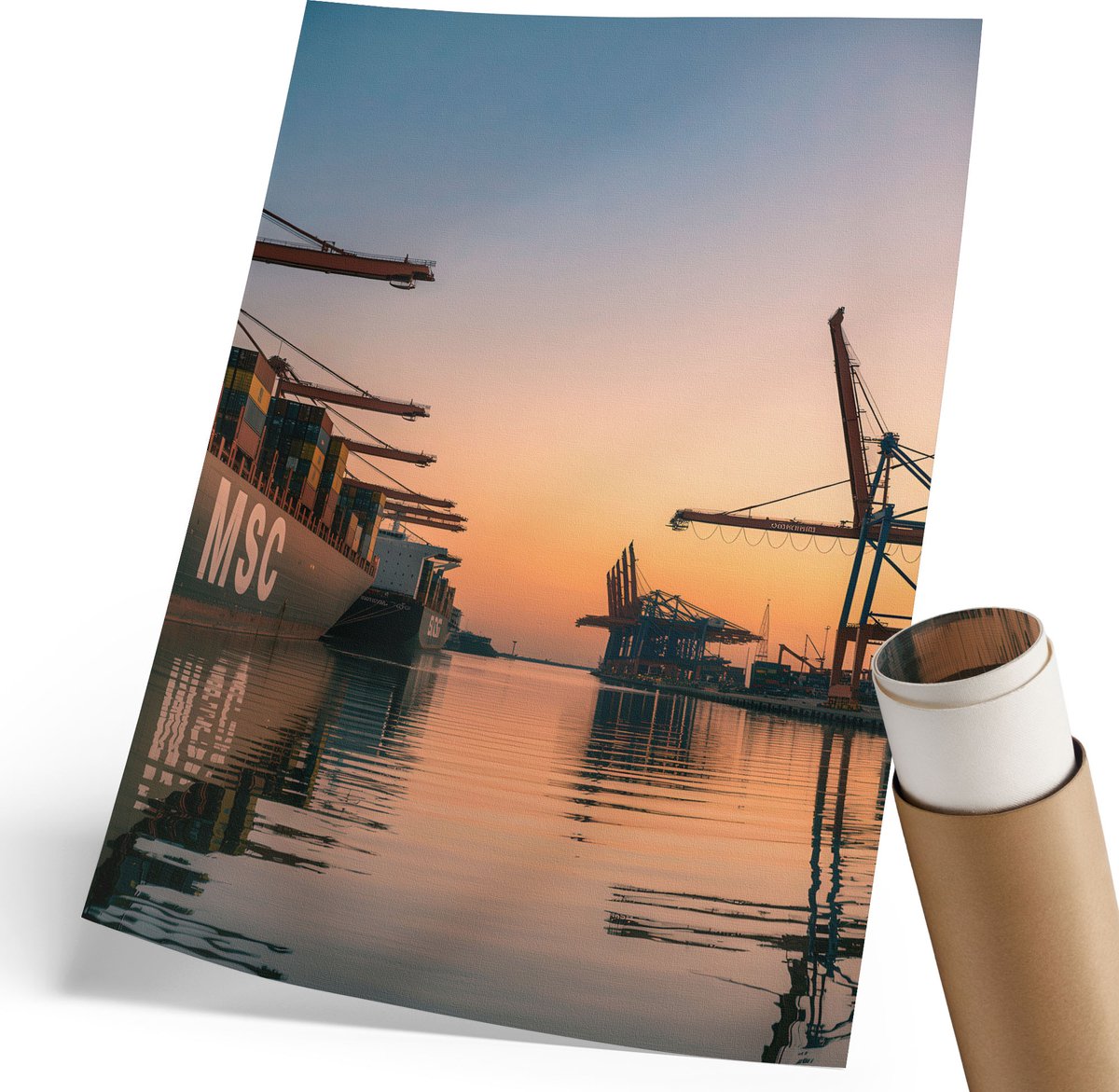 Coloray Polycanvas Poster - Port West, Fotografie - 210 x 297 mm - Oranje Illustratie - Rechthoek - Kunstposter - Woonkamer, Slaapkamer, Kantoor - Industrieel