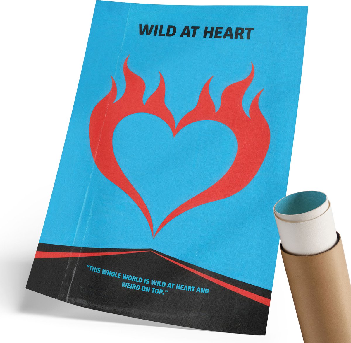 Coloray Polycanvas Wandposter - Vlammend Hart, Poster - 210 x 297 mm - Blauw Kunst - Rechthoek - Interieurdecoratie - Woonkamer, Slaapkamer, Kantoor - Popcultuur