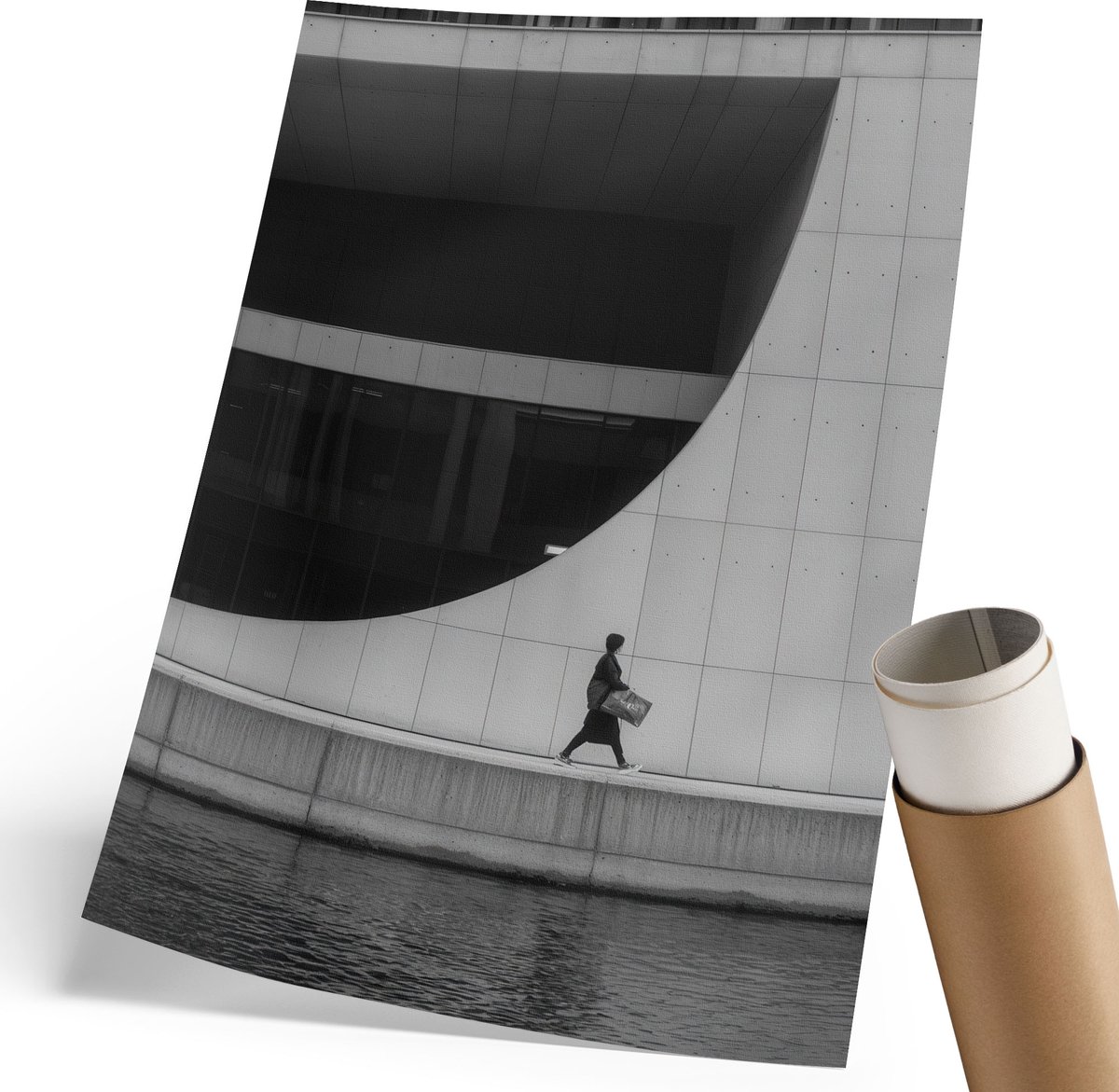 Wallfluent Polycanvas Poster - Wasvrouwen, Illustratie - 297 x 420 mm - Zwart Design - Rechthoek - Kunstposter - Woonkamer, Slaapkamer, Kantoor - Klassiek