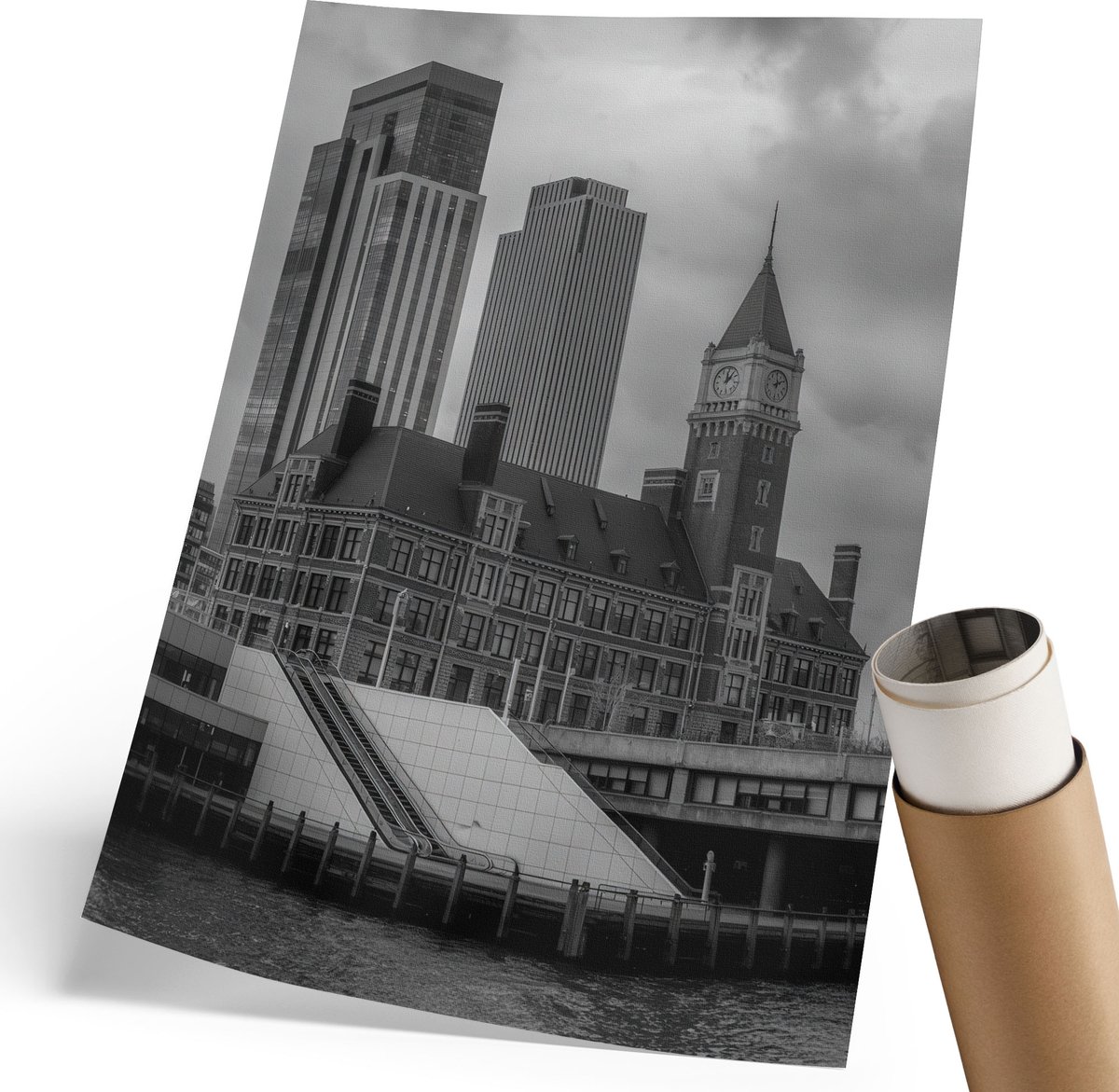 Wallfluent Polycanvas Wandposter - Citrusvruchten, Illustratie - 297 x 420 mm - Romig Patroon - Rechthoek - Canvasposter - Woonkamer, Slaapkamer, Kantoor - Retro