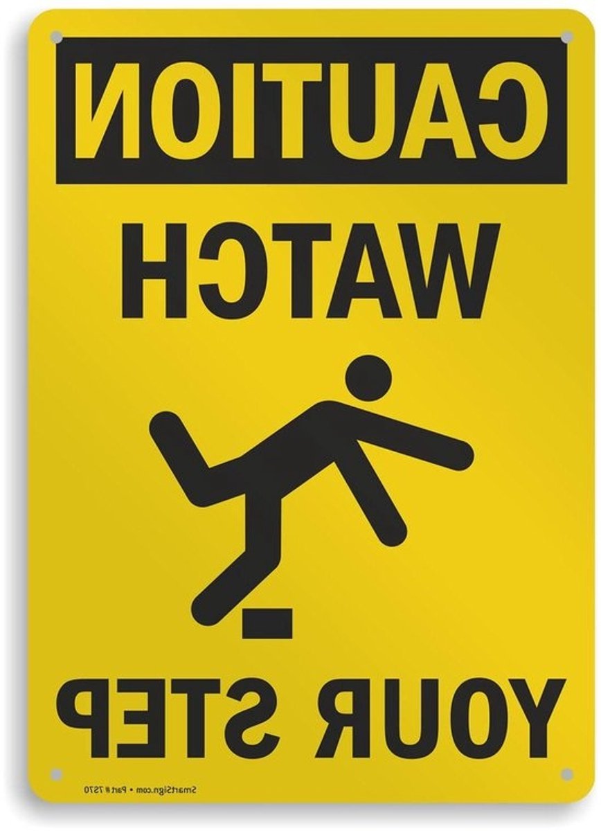 Veiligheidsbord - Waarschuwingsbord Bord - Ongelukken Voorkomen - Struikelgevaar - 14 x 10 inch - Zwart op Geel