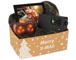 Fameilleur Luxe Cadeaupakket 2026/2027 – Origineel Non-food Kerstpakket voor Mannen en Vrouwen – Relatiegeschenk en Eindejaarsgeschenk voor iedereen- Met WiFi Digitale Fotolijst, DAB+ Bluetooth Wekkerradio, Massagekussen en Zachte Deken 160 × 200 cm
