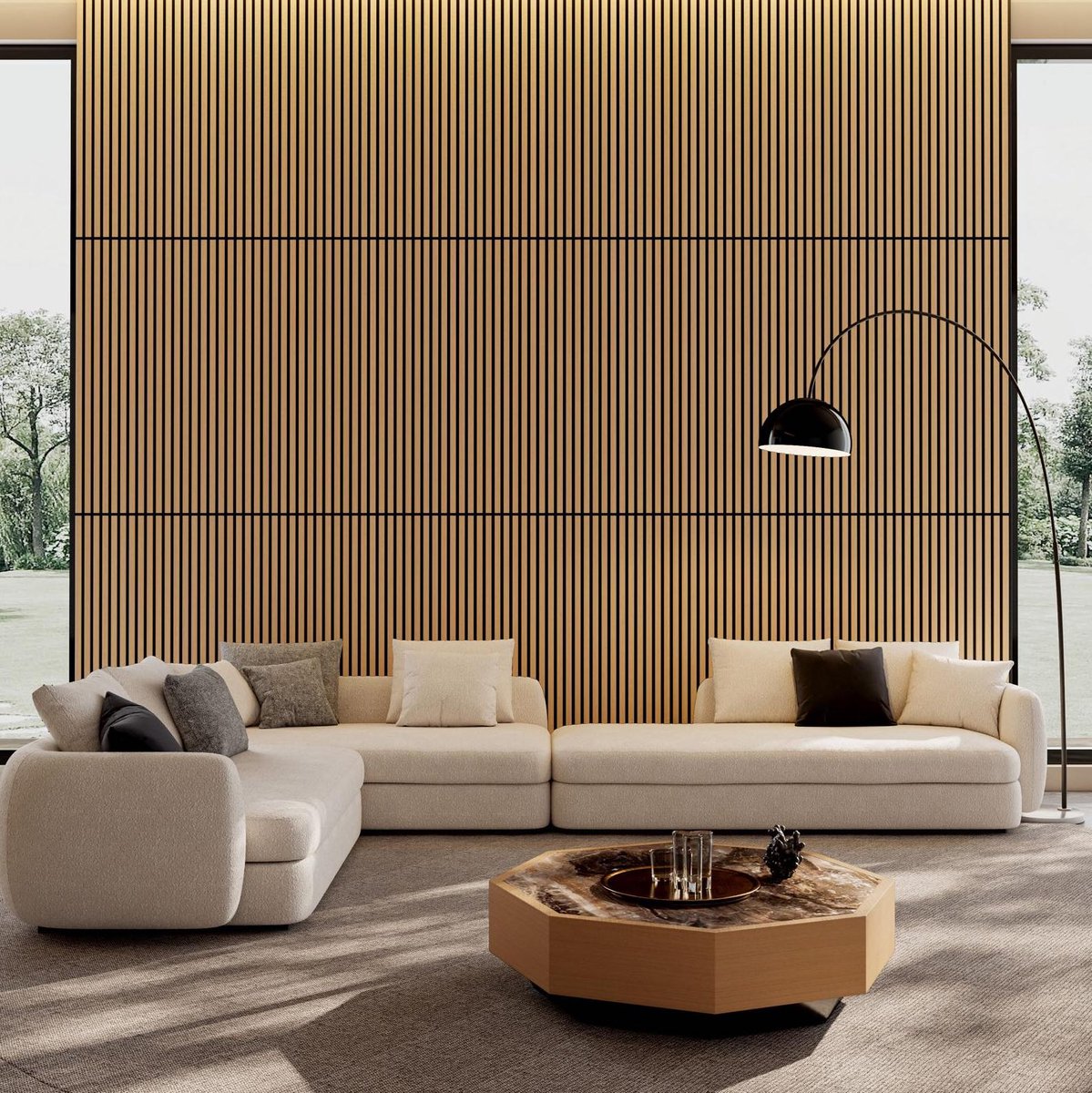 MODFU - Wandpaneel - Akoestisch - Wit Eiken - MDF - Polyester
